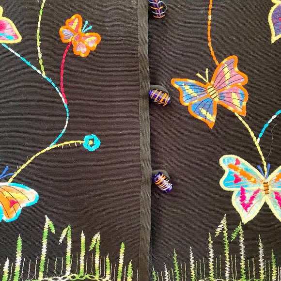 DRAPERS & DAMONS Black Embroidered Butterfly Jacket Petite Large Lined‎ - Picture 5 of 11